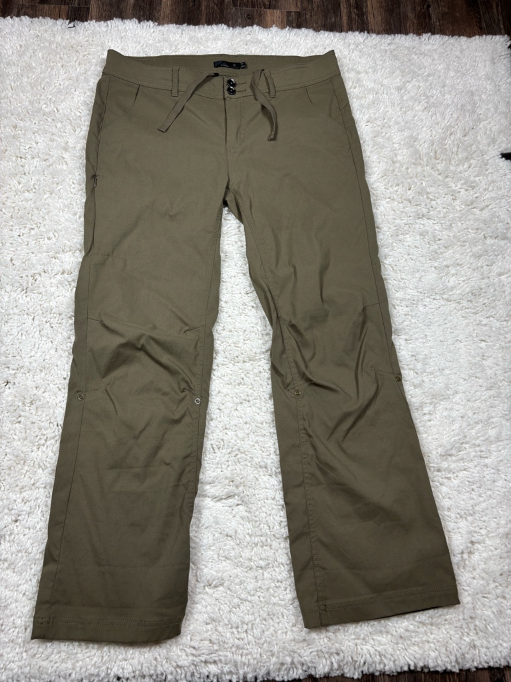 prAna Halle Pants Women’s 16 Olive Green Convertible Hiking Stretch Pants